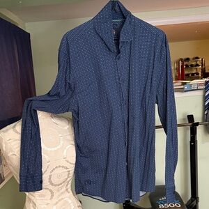 John Lennon, Men's Blue Patterned Shirt, XL